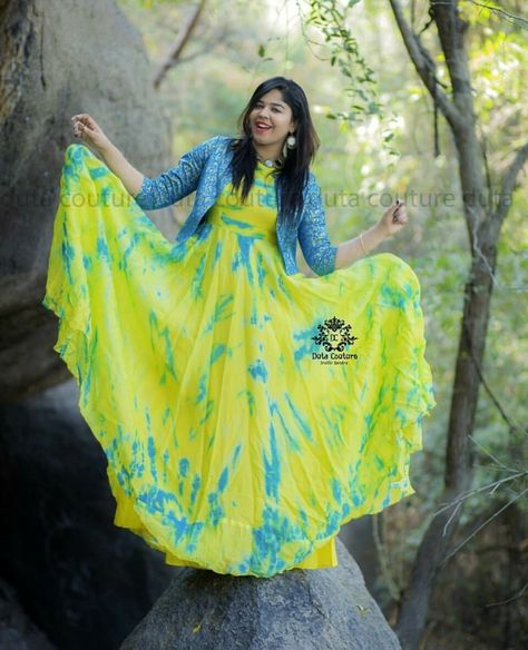 Shibori Dress, Frock Models, Kalamkari Dresses, Frocks For Kids, Umbrella Dress, Frocks And Gowns, Ikkat Dresses, Designer Anarkali Dresses, Long Frock Designs