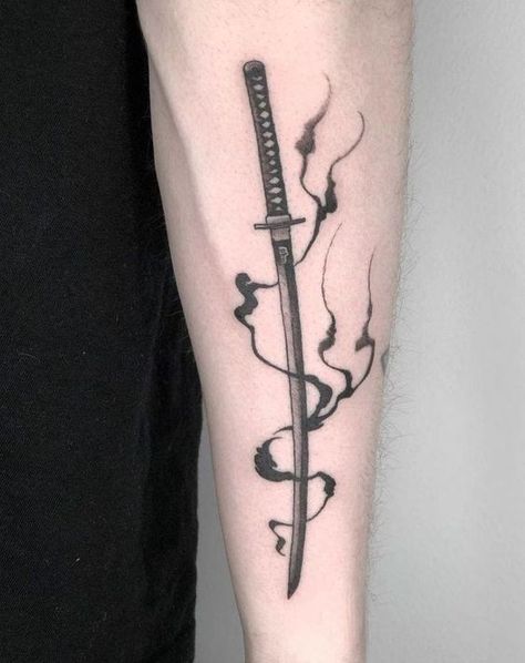 A sword tattoo is one of the most iconic designs. But only a few people know the true meaning behind it. Dive into our research to become a real sword tattoo lord. Forearm First Tattoo, Japanese Swords Tattoo, Amine Tattoo, Kunai Tattoo, Brush Tattoo, Knife Tattoo, One Piece Tattoos, Samurai Tattoo, Tattoo Font