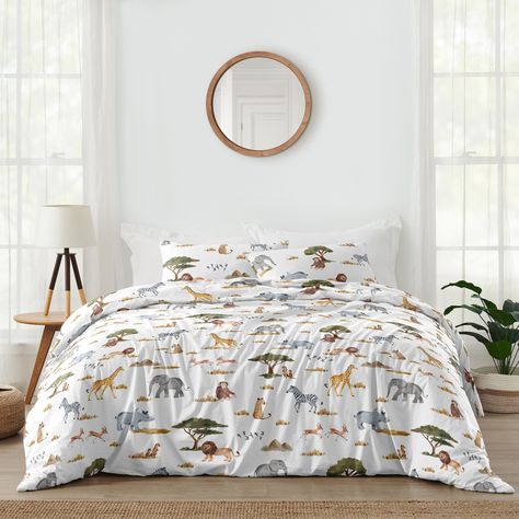 The 3pc Jungle Full/Queen bedding collection by Sweet Jojo Designs will create a delightful wilderness look for your bedroom. This safari themed bedding set uses a sensational collection of exclusive soft, brushed microfiber fabrics. Western Comforter Sets, Childrens Bedding Sets, Boys Bedding Sets, Watercolor Dinosaur, Whimsical Bedroom, Queen Bedding, Twin Comforter Sets, Comforter Bedding, Sweet Jojo Designs