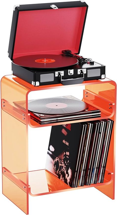 Player Clear Side Table, Acrylic End Table, Record Player Table, Table Nightstand, Record Storage, Nightstand Storage, Laundry Storage, Table With Storage, Record Player