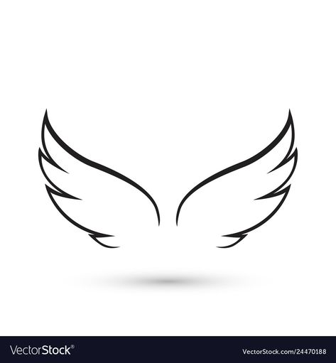 Simple Wings Tattoo Designs, Simple Wing Tattoo Designs, Simple Angel Wings Drawing, Simple Angel Wings Tattoo Design, Angel Wings Logo Design, Simple Wings Drawing, Wing Outline Tattoo, Little Wings Tattoo, Angel Wings Doodle