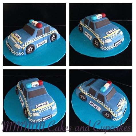 This little police car cake is for my nephews birthday. (Twin number 2, who wants to be a policeman when he grows up) So he can be in a car chase with his uncle lol Love his thinking. Police Car Cake, Police Car Cakes, Police Birthday Cakes, Police Themed Birthday Party, Car Cakes For Boys, Police Cakes, Car Cakes, Paw Patrol Birthday Cake, Police Party