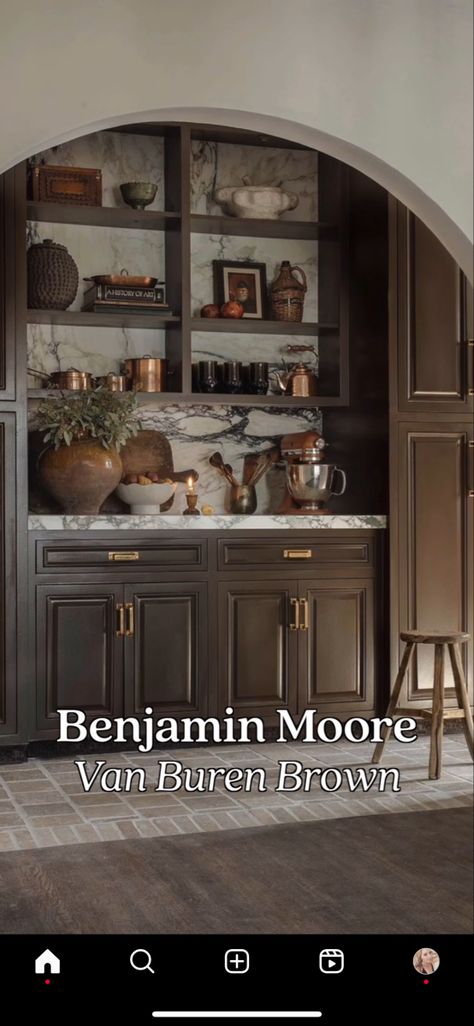 Van Buren Brown, Benjamin Moore Kitchen, Lone Fox, Academia Room, Dining Room Cabinet, New Paint Colors, Kitchen Wall Cabinets, Brown Cabinets, Most Asked Questions