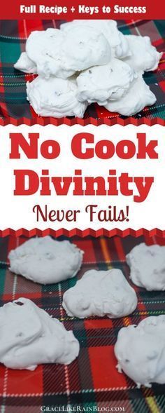 Divinity is a classic holiday candy that many people remember from their childhood but is not often made these days because it has a reputation for being finicky. This Easy No Cook Divinity recipe takes all the guesswork out of it and it turns out perfectly every time! | No Cook Can't Fail Divinity | No Cook Divinity using Frosting Mix | No Cook Divinity Candy Recipe | Christmas Candy Recipes | Christmas Divinity | #ChristmasCandy #Divinity #CandyRecipes Divinity Candy Recipe, Cinnamon Hard Candy, Divinity Recipe, Divinity Candy, Chocolate Caramel Slice, Easy Christmas Candy Recipes, Christmas Candy Easy, Easy Candy Recipes, Cinnamon Candy