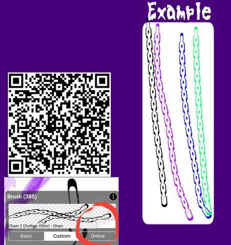 Ibspaint qr code brush chain brush transparent chain brush outline brush Ibis Paint Brush Code Chain, Chain Ibis Paint Code, Chain Brush Ibis Paint, Outline Procreate, Brush Ibispaint, Ibispaint Brush, Ibispaint Brushes, Brush Codes, Ibis Brushes