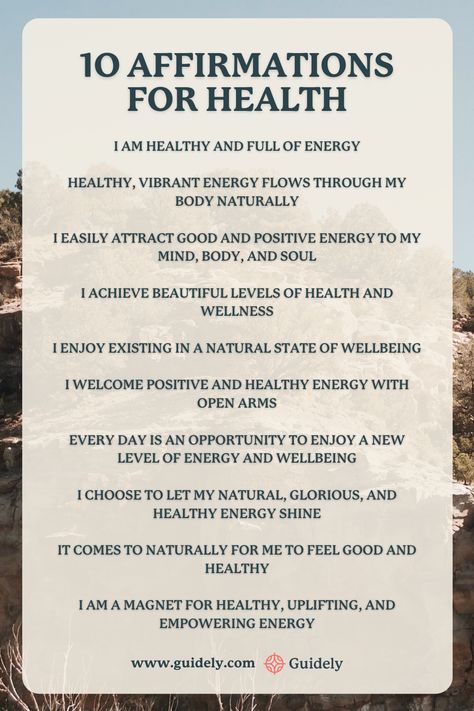 Affirmation Ideas, Affirmations For Health, 10 Affirmations, Positive Mantras, Healthy Happy Life, Healing Affirmations, Affirmations Positive, Health Affirmations, Affirmations For Kids