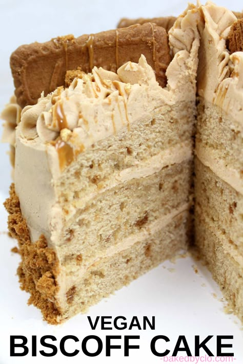 Vegan Lotus Biscoff cake Lotus Biscoff Cake, Healthy Vegan Dessert, Biscoff Cake, Nutella Cupcakes, Cheesecake Vegan, Best Vegan Desserts, Vegan Baking Recipes, Vegan Cake Recipes, Low Carb Snack