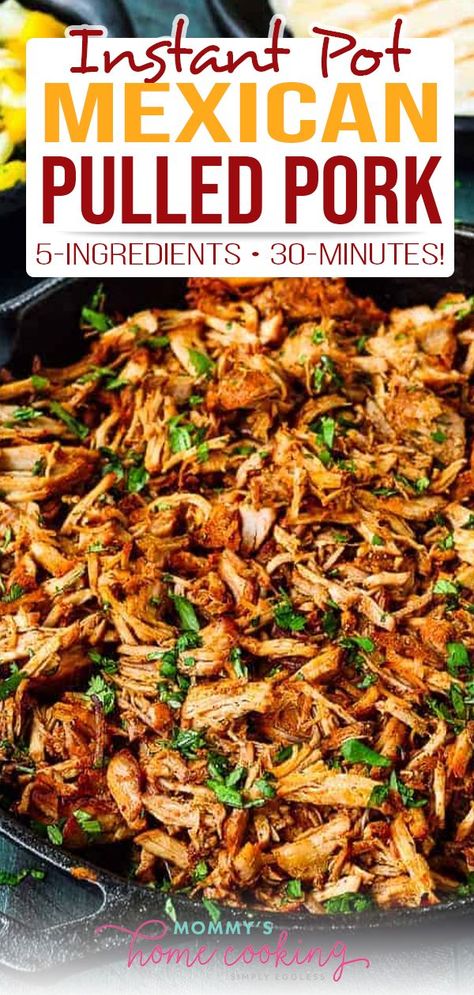 Pulled Pork Tacos Crock Pot Recipes, Pork Instant Pot Recipes, Crock Pot Pulled Pork Tacos, Eggless Dinner, Pulled Pork Instant Pot Recipe, Mexican Pulled Pork Recipe, Pork Instant Pot, Mexican Pork Recipes, Pulled Pork Tacos Recipe