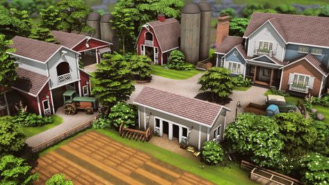 Big Farm - The Sims 4 Rooms / Lots - CurseForge Sims 4 Rooms, Sims 4 Speed Build, Big Farm, Farm Layout, Sims 4 House Building, Free Sims 4, Sims 4 House Design, The Sims 3, Sims 4 Build