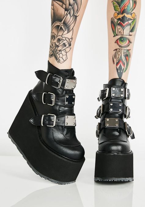 Trinity Boots, Midnight Mayhem, Demonia Platforms, Demonia Boots, Goth Shoes, Goth Boots, Demonia Shoes, Punk Boots, Buckle Ankle Boots