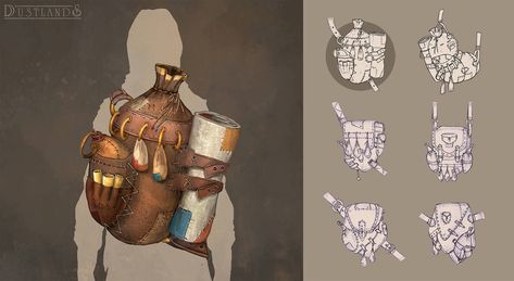 Travelling Bag Concept by LongJh on DeviantArt Travel Bag Ideas, Fantasy Traveler, Concept Art Props, Dnd Bag, Fantasy Bag, Fantasy Adventurer, Travelling Bag, Props Concept, Heroic Fantasy