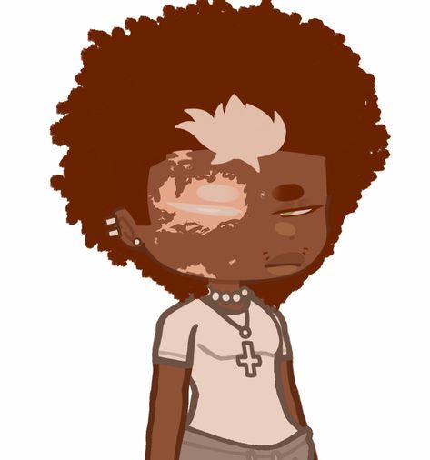 Black Gacha Characters, Afro Gacha Life 2, Gacha Black Hairstyles, Black Gacha Oc, Gacha Online Outfits, Gacha Online Oc, Gacha Club Hair Ideas Male, Child Oc, Gacha Styles