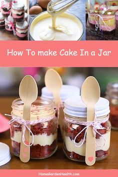 Red Velvet Cake In A Jar, Cake In The Jar, Cake In A Jar How To Make, Mason Jar Desserts Recipes, Mason Jar Cupcakes, Jar Cakes, Mason Jar Cakes, Jar Cake, Jar Desserts