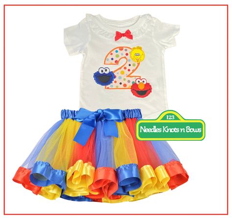 Girls Sesame Street 2nd Birthday Tutu Outfit Sesame Street 2nd Birthday, Sesame Street Birthday Party Ideas Boy, Bday Shirt, 2nd Birthday Party For Girl, 2nd Birthday Outfit, Elmo Birthday Party, Sesame Street Birthday Party, 2nd Birthday Party Themes, Birthday Tutu Outfit