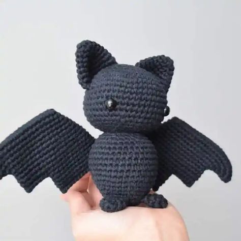 11 Crochet Bat Patterns - Halloween Fun - A More Crafty Life Crochet Bat Stuffed Animal, Bats Crochet Pattern Free, Crochet Arigumi Free Pattern Bat, Crochet Bat Amigurumi Free Pattern, Crochet Bat Plush, Crochet Amigurumi Bat, Crochet Bat Lovey, Bat Stuffed Animal Pattern Free, Bat Pattern Crochet