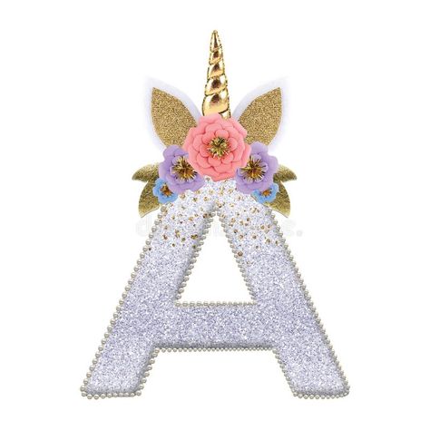 Illustration about LETTER A // MONOGRAM - A - UNICORN 3D ALPHABET. Illustration of child, alphabet, holographic - 141498174 Letter A Monogram, Wooden Unicorn, A Initial, 3d Alphabet, Party Printables Free, Letter Gifts, Initial Monogram, Unicorn Design, Letter A