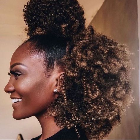 Rock Curly Hair, Mini Afro, Twists Locs, Afro Ponytail, Black Box Braids, Brown Skin Girl, Afro Puffs, Natural Hair Woman, Hair Color Spray