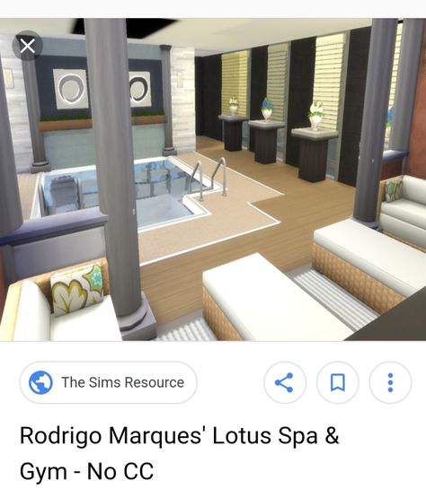 Sims 4 Spa decor Sims Hotel Ideas, The Sims 4 Spa Ideas, Sims 4 Spa Interior, Spa Ideas Bloxburg, Sims Spa Ideas, Bloxburg Spa Room Ideas, Bloxburg Spa Layout, Spa Bloxburg Ideas, Sims 4 Spa Ideas