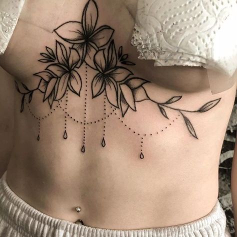 Sternum Tattoos, Full Chest Tattoos, Underboob Tattoo Designs, Tattoo Themes, Underboob Tattoo, Tattoo Graphic, Sternum Tattoo, Cute Tattoos For Women, Discreet Tattoos