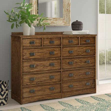 Foundry Select Boehme 12 Drawer Double Dresser | Wayfair 12 Drawer Dresser, Dresser Handle, Box Construction, Loveseat Living Room, Dresser Chest, Home Office Storage, Oak Park, Outdoor Bar Stools, Double Dresser