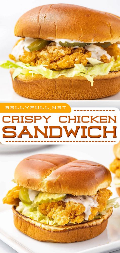 Skip the drive-through by easily making a delicious Crispy Chicken Sandwich at home. This recipe uses baked crispy chicken, so no need to mess with brining or oil and dinner is served in about 20 minutes, plus way cheaper than delivery! Easy Crispy Chicken Sandwich, Easy Crispy Chicken, Baked Crispy Chicken, Chicken Breast Sandwich, Crispy Chicken Sandwich, Sandwich Chicken, Crispy Chicken Sandwiches, Panini Recipes, Homemade Tartar Sauce