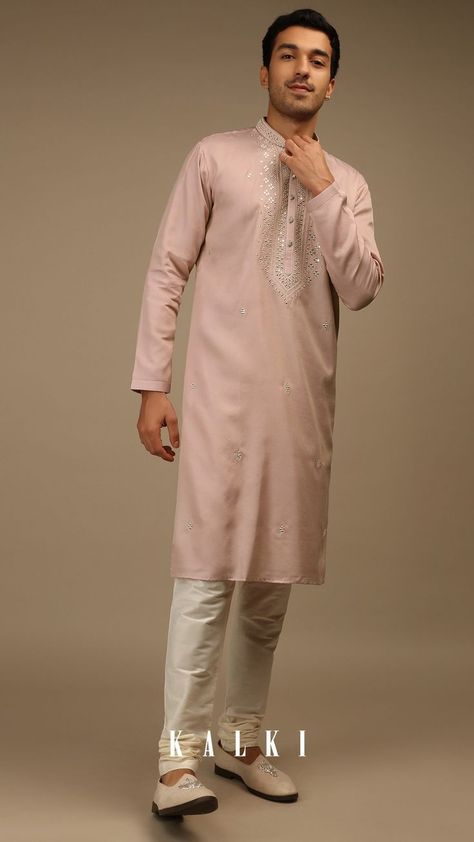 Kurta Designs Men's, White Churidar, Wedding Kurta For Men, Yoke Design, Wedding Dresses Men Indian, Gents Kurta Design, Pink Kurta, Gents Kurta, Kurta Patterns