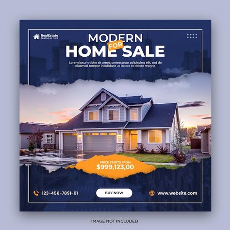 Real estate house instagram post or soci... | Premium Psd #Freepik #psd Poster Design Kids, Real Estate Banner, Estate House, Real Estate Marketing Design, Adobe Photoshop Design, Page Layout Design, Real Estate Ads, Real Estates Design, Real Estate Logo Design