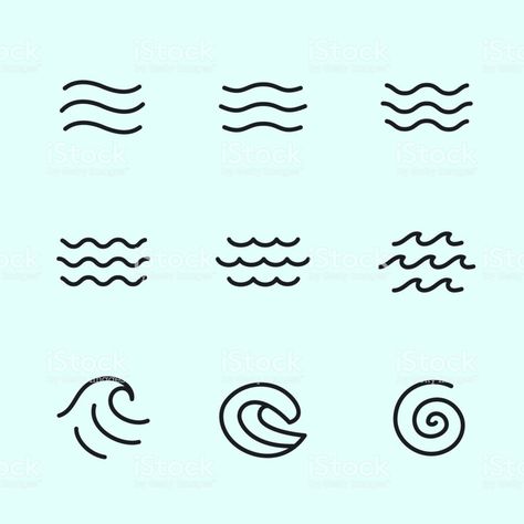 Simple Ocean Tattoo, Tattoo Sea, Wave Vector, Sea Logo, Ocean Tattoo, Surf Logo, Wave Illustration, Waves Vector, Ocean Tattoos