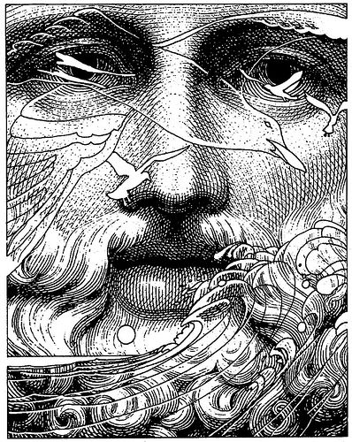 Neptune by Murray Elliot Breen - Rapidograph pen Rapidograph Drawing, Face Illustration, Ink Artwork, Type Posters, Ink Drawing, Pen And Ink, Abstract Artwork, Pen, Illustrations