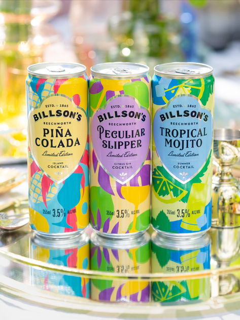 🤩 We are so excited to introduce you to one of our latest & greatest flavour experience - Billson’s Cocktails! Our talented team have poured all their passion into perfecting a smooth Tropical Mojito, Peculiar Slipper & Pina Colada. 🏝️⁠ Cocktail Bottle Packaging, Beverage Branding Design, Canned Cocktail Packaging, Tropical Mojito, Seltzer Packaging, Cocktail Packaging, Canned Cocktails, Drinks Packaging, Flavoured Gin