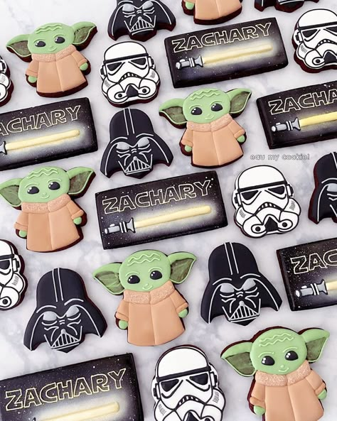 A happy birthday, you must have, Zachary. This is the way. 🎉🎂✨ So I’ve only just realised in the past week, that Baby Yoda is actually a c… | Instagram Star Wars Birthday Cookies, Star Wars 50th Birthday, Baby Yoda Birthday Party Ideas, Baby Yoda Birthday Party, Mandalorian Party, Baby Yoda Party, Baby Yoda Birthday, Star Wars Themed Birthday Party, Yoda Birthday