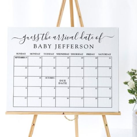 $19.30 | Minimalist Baby Shower Guess Due Date Calendar #guess babys birthday, due date calendar, guess due date calendar, guess arrival date of baby, baby prediction game, guess the arrival date game, guess baby birthday game, minimalist baby shower, black and white, simple modern baby shower Baby Birthday Games, Online Baby Shower Invites, Baby Due Date Calendar, Due Date Calendar, Online Baby Shower, Baby Due Date, Calendar Poster, Baby Due, Free Baby Shower