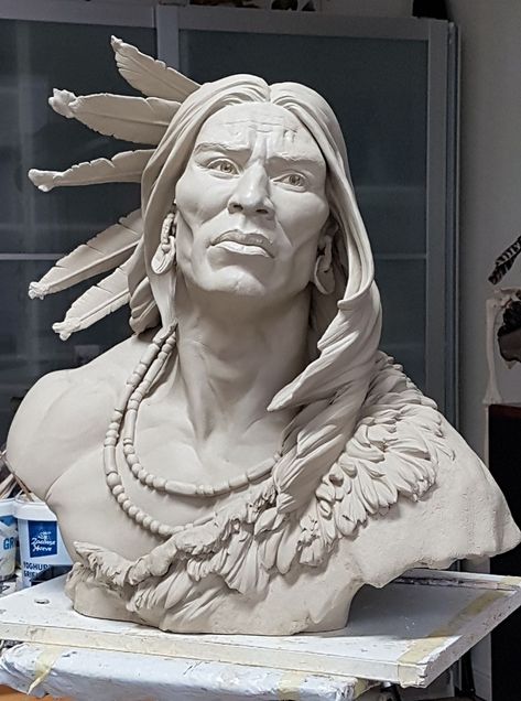 Native American Statues, Native American Sculpture, Native Symbols, Bharatanatyam Dancer, Turkey Painting, Anatomy Sculpture, Native American Warrior, The Wanderer, Portrait Sculpture