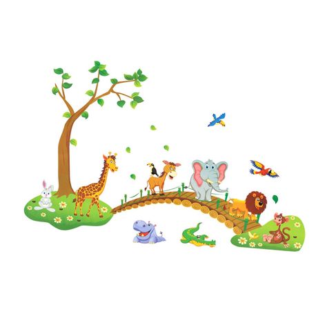 Victory! Check out my new Animals Cross Bridge Wall Stickers, snagged at a crazy discounted price with the PatPat app. Tree Bridge, Cartoon Jungle, Jungle Wall Stickers, Girls Wall Stickers, Wall Stickers For Kids, Wall Stickers Wallpaper, Stickers For Kids, Nursery Decals, Tree Wall Stickers