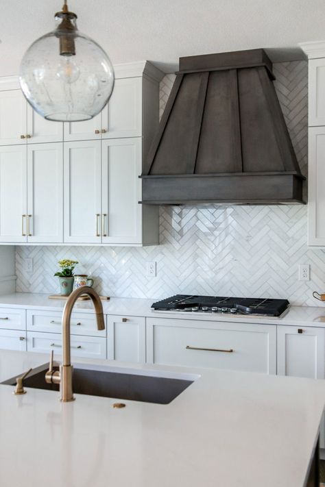 27+ Marble Herringbone Backsplash ( MARBLE ? ) - White Kitchen! Top Kitchen Backsplashes, White Haring Bone Backsplash Kitchen, Carrera Herringbone Backsplash, Diagonal Backsplash Kitchen, Marble Tiles Kitchen Backsplash, Marble Look Backsplash Kitchen, White Marble Top Kitchen, Haring Bone Backsplash Kitchen, Herring Bone Tile Backsplash