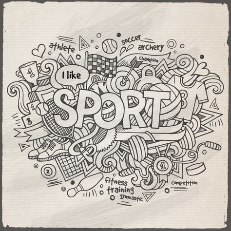 3 Sport Doodles Designs Preview - GraphicRiver Coloring Canvas, Doodle Art Drawing, Doodle Lettering, Sports Lover, Middle School Art, Doodle Designs, Cute Doodle Art, Doodle Art Designs, Coloring Book Pages