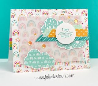 Sale-a-Bration Favorite: 5 Stampin' Up! Sunshine & Rainbows Designer Paper Projects ~ www.juliedavison.com #stampinup Something To Brighten Your Day, Happiness Project, Rainbow Card, Plastic Envelopes, Designer Paper, Spring Cards, Rainbow Cloud, Pocket Cards, Card Kits