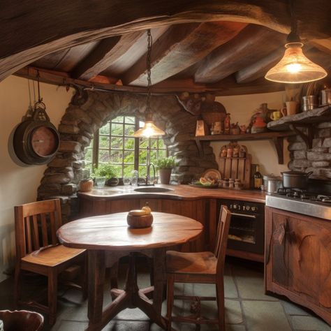 Hobbit Hole Interior, Hobbit Kitchen, Hobbit House Interior, Circular Kitchen, Cob Building, Casa Hobbit, Hobbit Hole, Hobbit House, Future Apartment