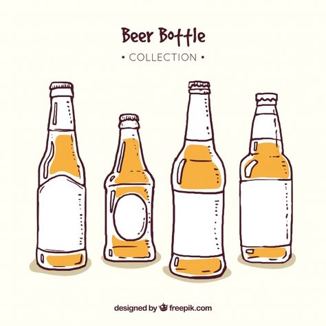 Beer Botle, Beer Bottle Drawing, Bottle Doodle, Beer Doodle, Beer Drawing, Beer Bottle Art, Formal Cooler Ideas, Beer Illustration, Diy Postcard