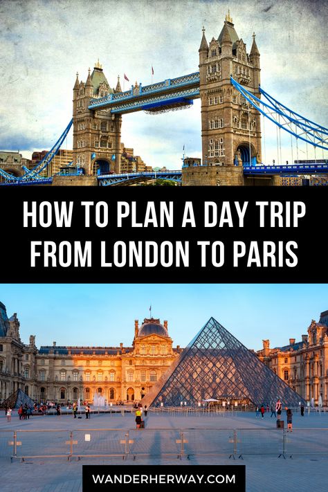 London to Paris in one day? It's possible, and we'll show you how to plan a day trip from London to Paris. Paris In One Day, Day Trip From London, Plan A Day, Day Trip From Paris, Travel Through Europe, Trip Destinations, Day Trips From London, Paris Travel Tips, Plan Your Day