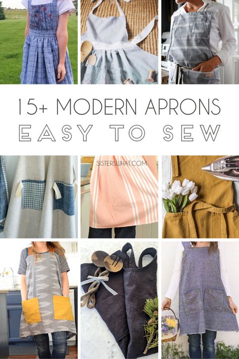 Learn how to make an easy modern apron while at home. A great beginner sewing #sewing #sewingtutorial #sewingforbeginners Free Apron Patterns, Pinafore Apron Pattern, Free Apron Pattern, Child Apron Pattern, Apron Pattern Free, Half Aprons, Things To Sew, Diy Clothes Patterns, Apron Patterns