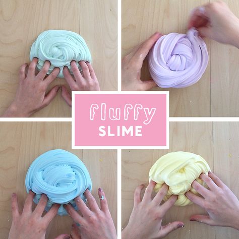 Make this smooth and fluffy slime with shaving cream and glue. Fluffy Slime No Glue, Shaving Cream And Glue, Slime With Shaving Cream, Bubblegum Slime, Making Fluffy Slime, Borax Slime, Slime No Glue, Shaving Foam