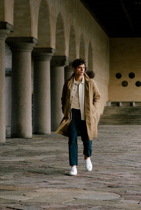 Ruined Cathedral, Europe Photoshoot, Greece Photoshoot, Men Fashion Photoshoot, Photography Men, Striped Shirt Men, Mens Photoshoot Poses, Photoshoot Portrait, Portrait Photography Men