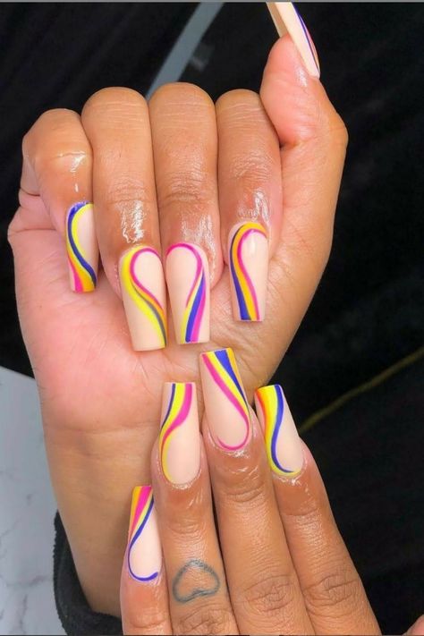 Pride Nails Designs Acrylic, Pride Nails Designs Simple, Pride Acrylic Nails, Pride Nails Acrylic, Lgbtq Nails, Pride Nails Designs, Nails Designs Simple, Nail Color Fall, Nail String Art