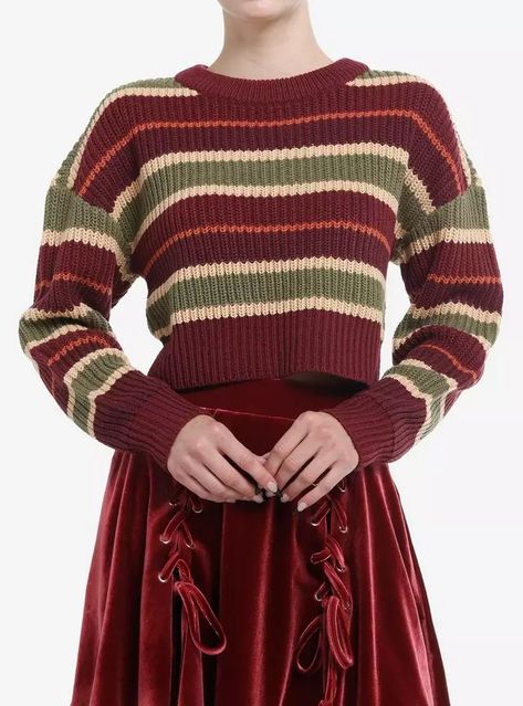 Thorn & Fable Autumn Maroon Girls Crop Knit Sweater, Crop Knit Sweater, Nightmare Before Christmas Gifts, Hot Sweater, Cropped Knit Sweater, Cozy Knit Sweater, Halloween Costume Accessories, Clothes Shopping, Outerwear Vest, Socks And Tights