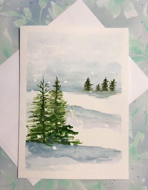 50+ Watercolour Christmas Cards Ideas: Inspiration for Festive Greetings | Sky Rye Design Christmas Cards Diy, Watercolor Christmas Cards Diy, Painted Christmas Cards, Painted Cards, Learn Watercolor Painting, Trees Painting, Watercolor Christmas Tree, Cards Watercolor, Learn Watercolor