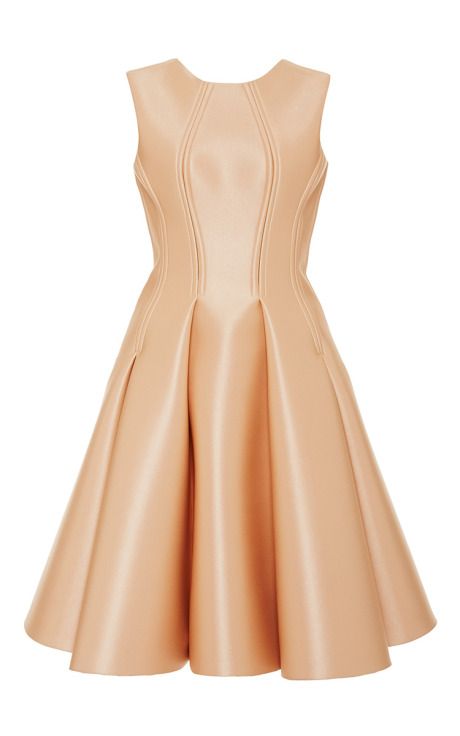 Pink Champagne Neoprene Dress by Zac Posen - Moda Operandi Neoprene Fashion, Pink A Line Dress, Neoprene Dress, White Vintage Dress, Pleated Skirt Dress, Champagne Dress, Off White Dresses, Current Fashion, Dresses Pink