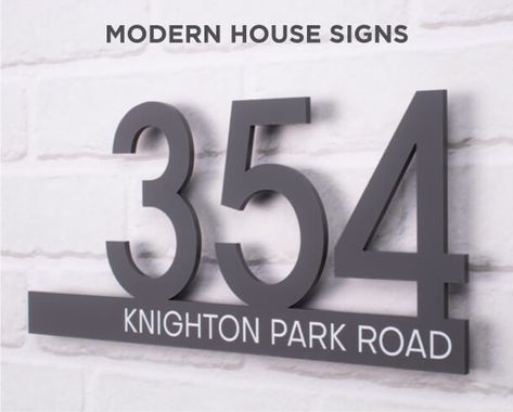 Floating House Numbers, Contemporary House Numbers, Address Plate, Building Signage, Modern House Numbers Sign, House Number Plates, Personalised Placemats, House Plans 3 Bedroom, Modern House Number