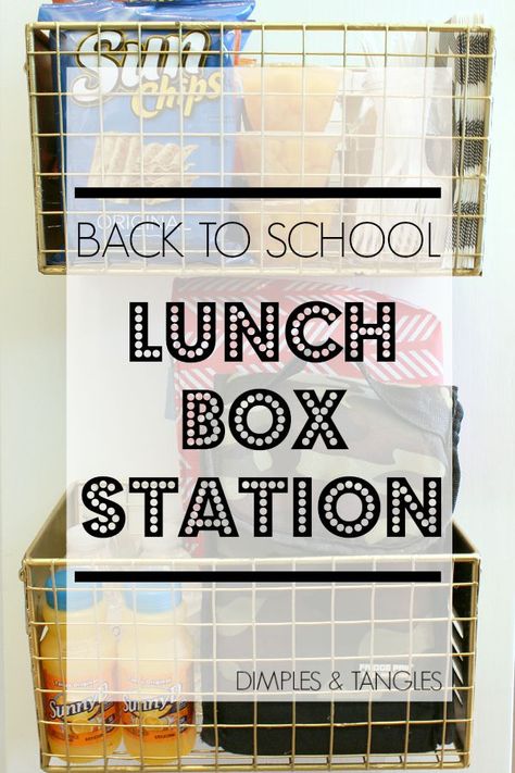 BACK TO SCHOOL ORGANIZATION - LUNCH BOX STATION Lunch Box Station, Lunch Organization, School Lunch Organization, Organization School, Dimples And Tangles, Back To School Lunch, Organization Cart, Homework Station, Back To School Organization