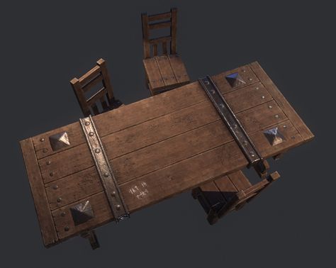 Dungeon Environment, Medieval Chair, Medieval Table, Fantasy Table, Maya Model, Dracula Castle, Medieval Furniture, Table Top View, Medieval Architecture